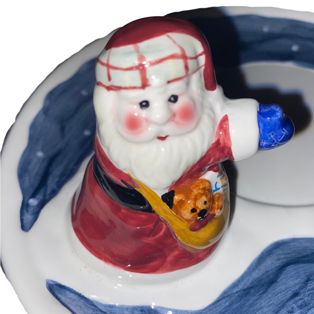 Unbranded Hand Painted Santa Chip and Dip Bowl Ceramic Christmas Serving Dish - Picture 4 of 9
